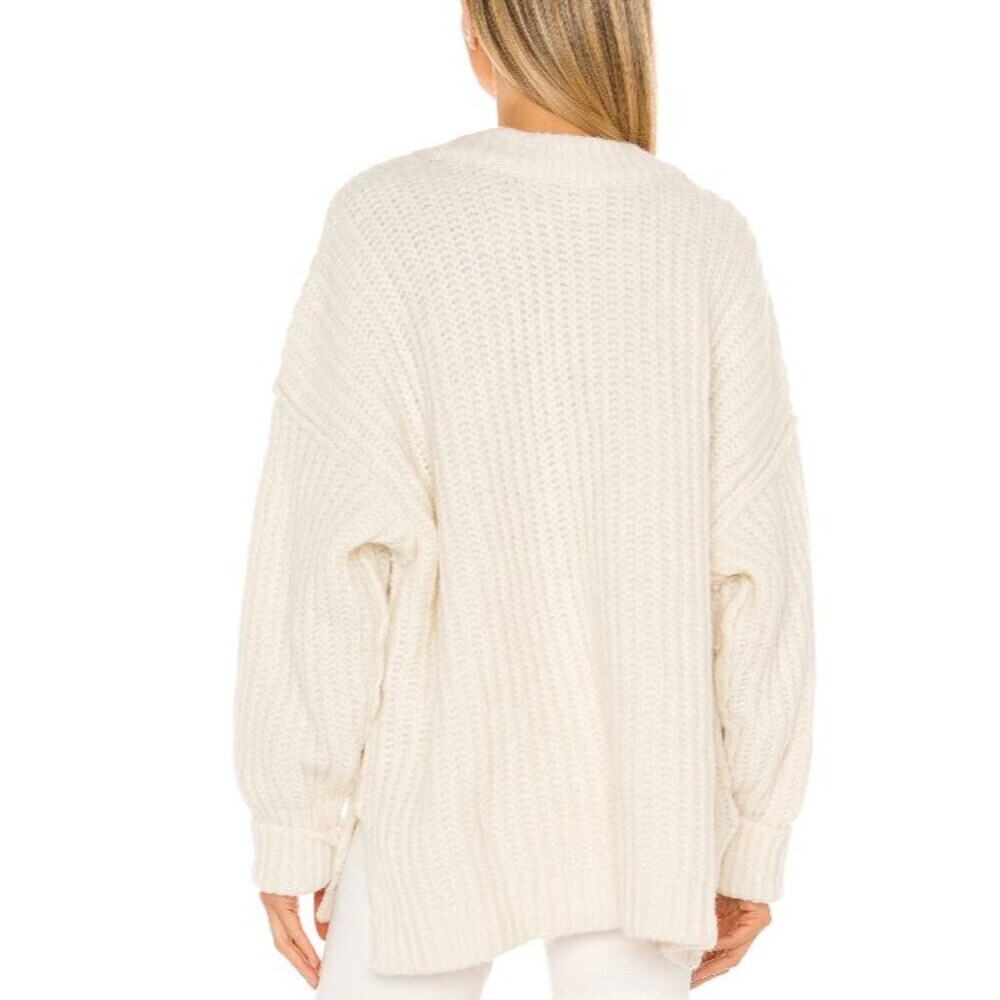 Free People Blue Bell V Neck Sweater in Ivory Size Large - Picture 3 of 12